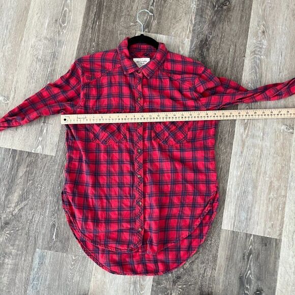 Abercrombie & Fitch Red Plaid Button Down Flannel Shirt Medium - Picture 5 of 11